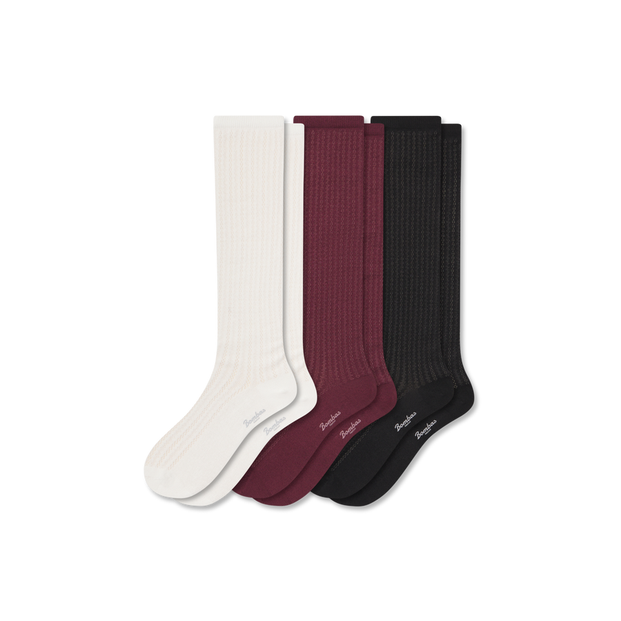 Women's Pointelle Knee High Sock 3-Pack - Modern Trail Comfort