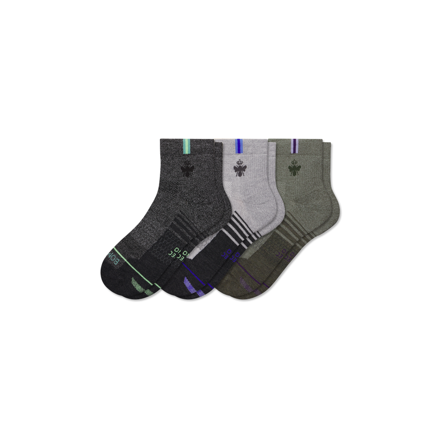 Women's Merino Wool Blend Run Quarter Sock 3-Pack - Cushion Home Step