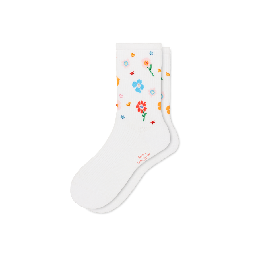 Bombas x Susan Alexandra Floral Embroidered Half Calf Socks - Cozy Run Move
