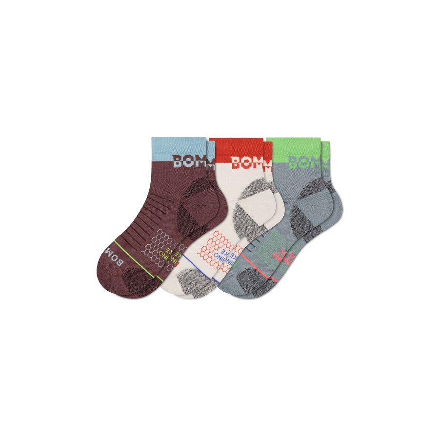 Men's Merino Wool Blend Hiking Quarter Sock 3-Pack - Active Ankle Fit