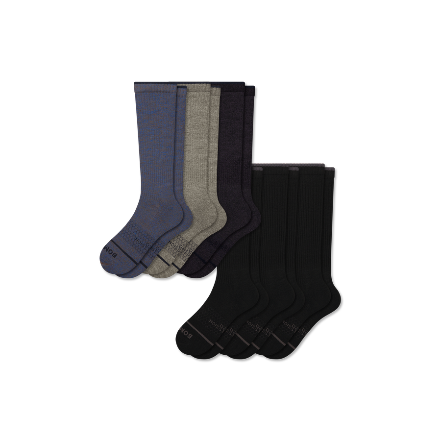 Women's Merino Wool Blend Everyday Compression Sock 6-Pack (15-20mmHg) - Recovery Motion Hold