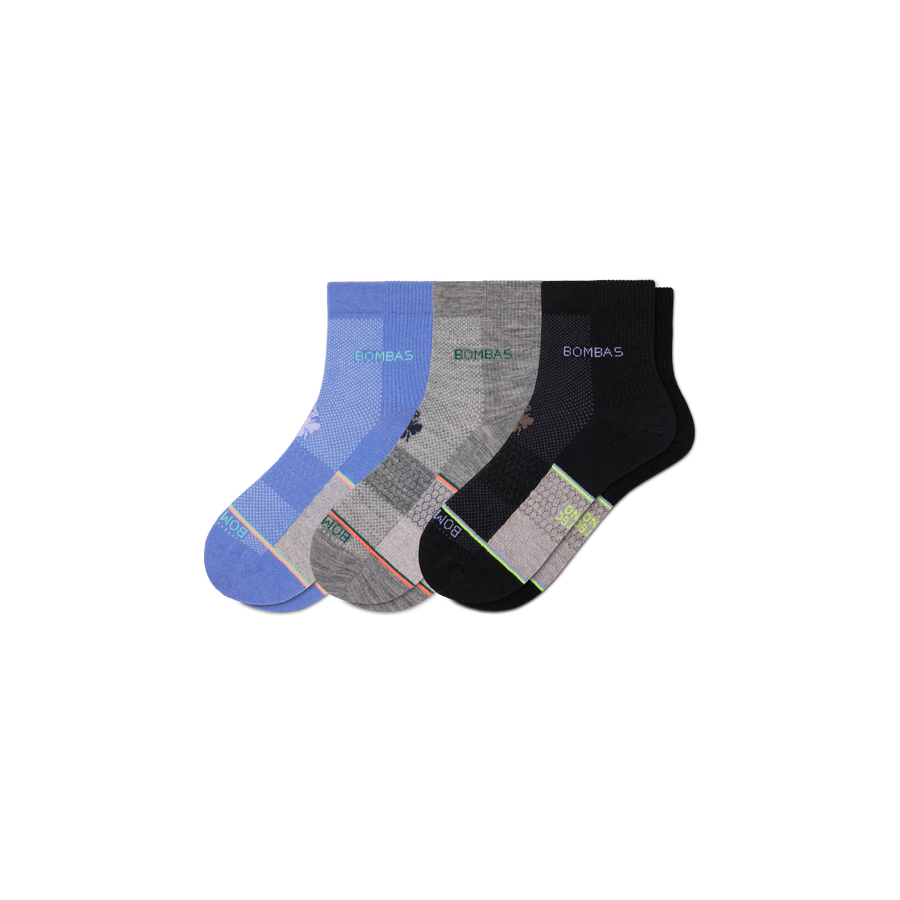 Men's UltraLite Sport Merino Wool Blend Quarter Sock 3-Pack - Studio Office Comfort