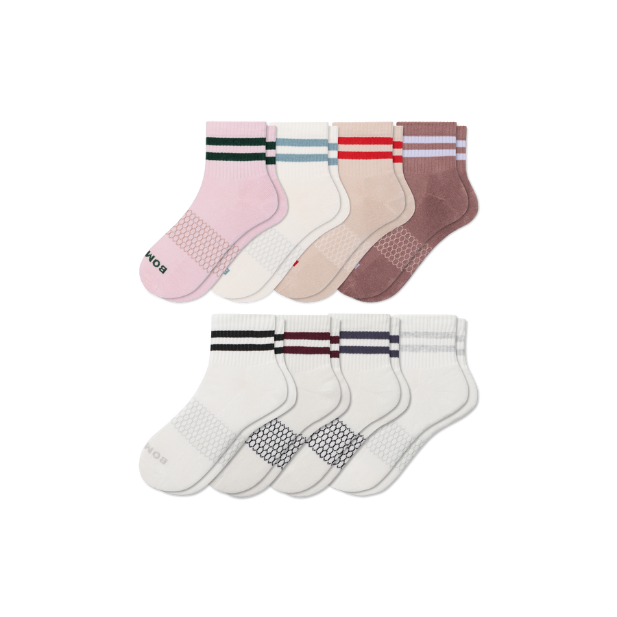 Women's Vintage Stripes Quarter Sock 8-Pack - Soft Everyday Support