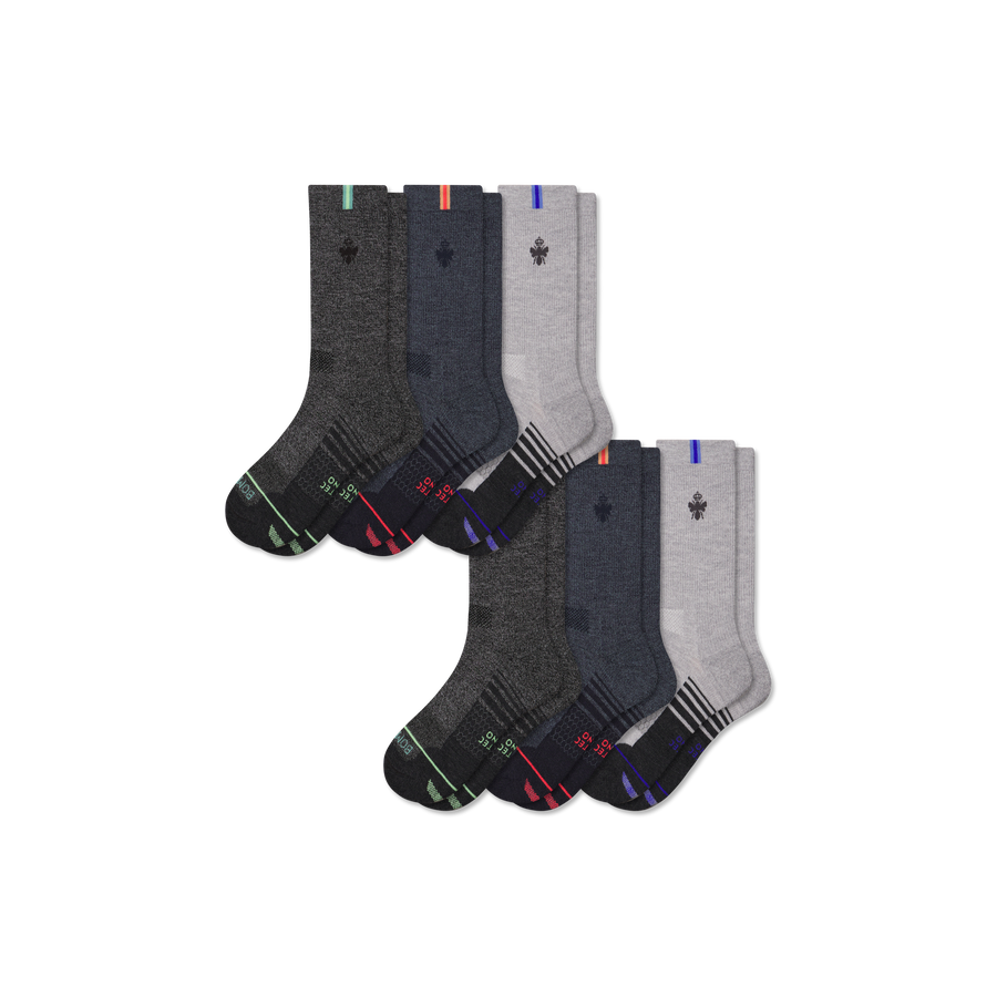 Men's Merino Wool Blend Run Calf Sock 6-Pack - Smooth No Show Comfort