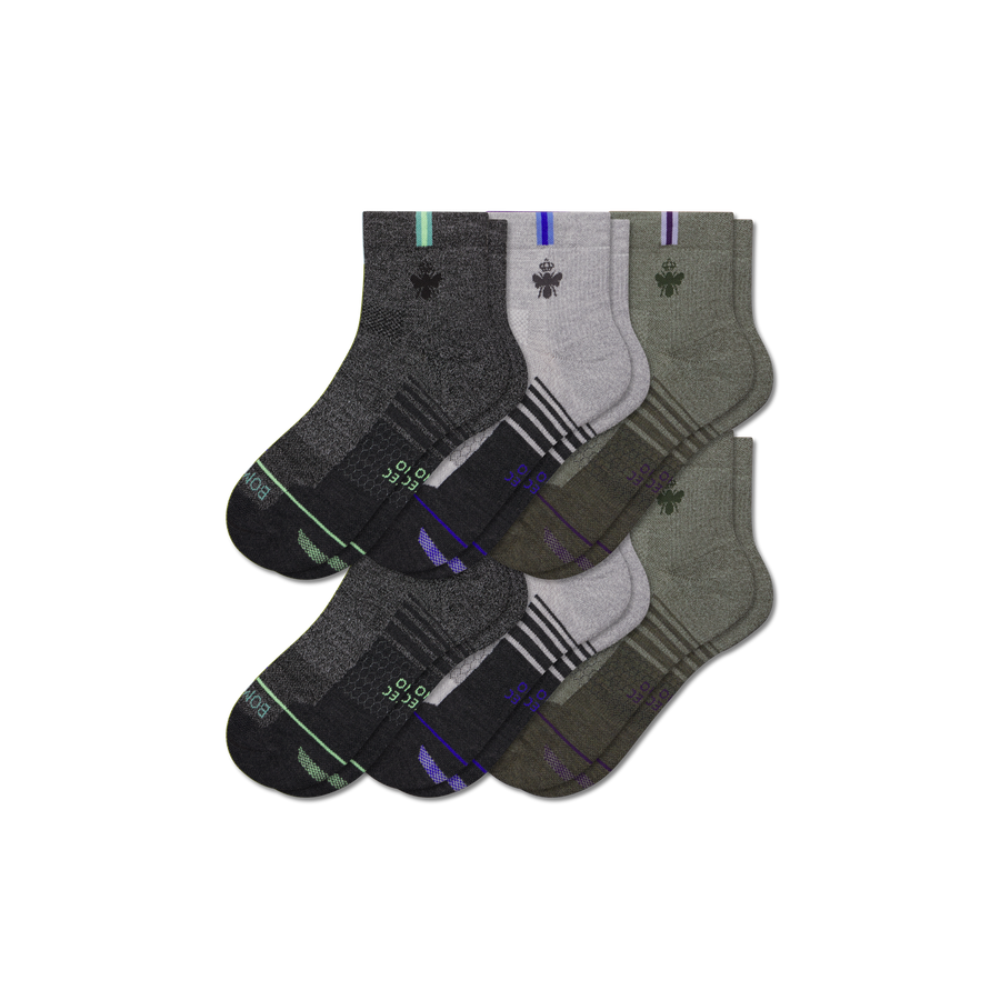 Men's Merino Wool Blend Run Quarter Sock 6-Pack - Everyday Shift Wear