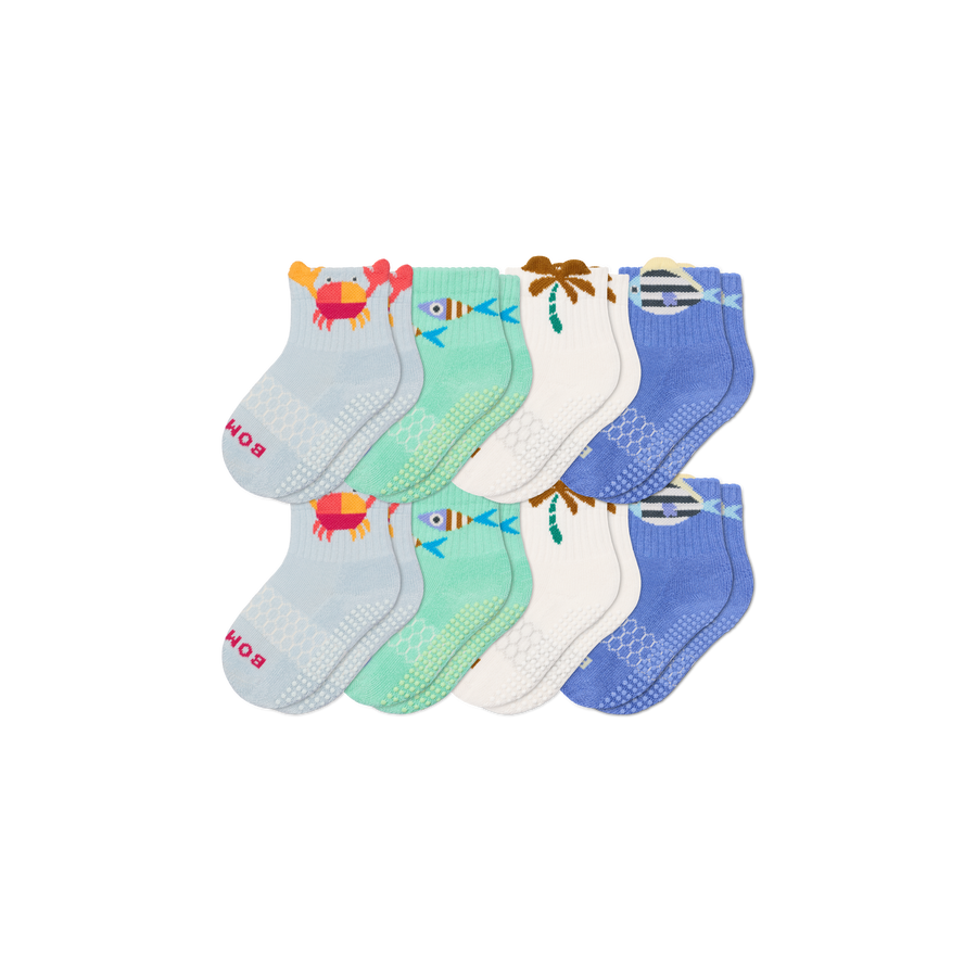 Toddler Gripper Calf Sock 8-Pack - Breathable Home Step